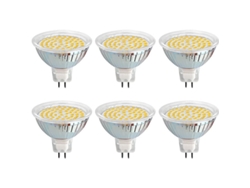 Bombilla Led Gu5.3 De 12 V Y 3 W, Luz Blanca Cálida De 3000 K Y 300 Lúmenes, Equivalente A 30 W, Paquete De 6 clase Energética A+