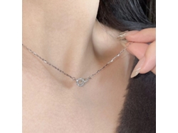 Collar con colgante de estrella entrelazada, plata de ley 925, sofisticado diseño de doble anillo de lujo. MDUG (en oro blanco)