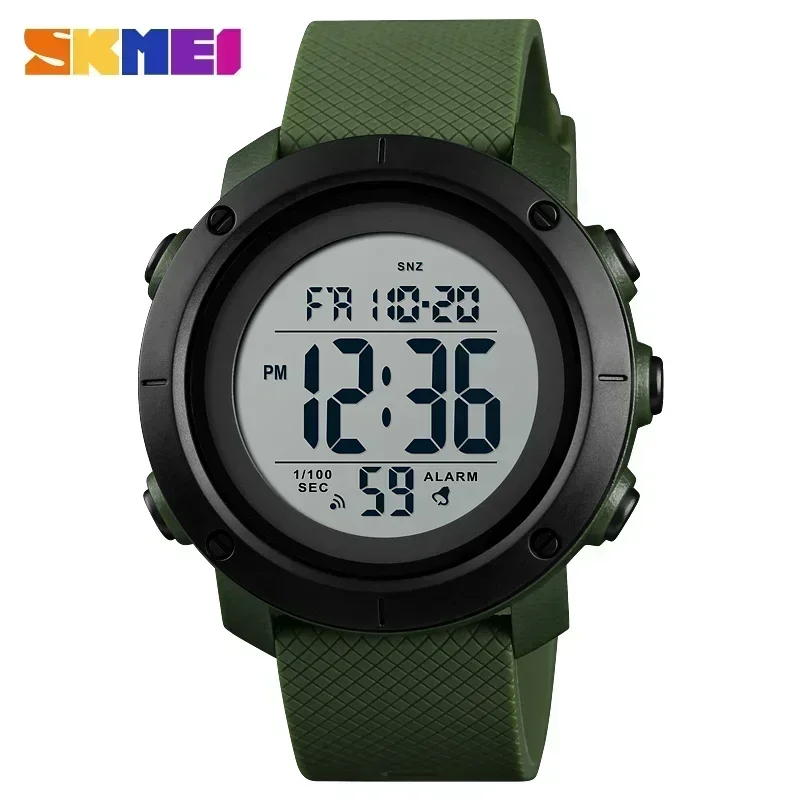 Reloj Deportivo Para Hombre (verde Militar Y Blanco), Resistente Al Agua Hasta 5 Bares, Elegante Reloj Digital.