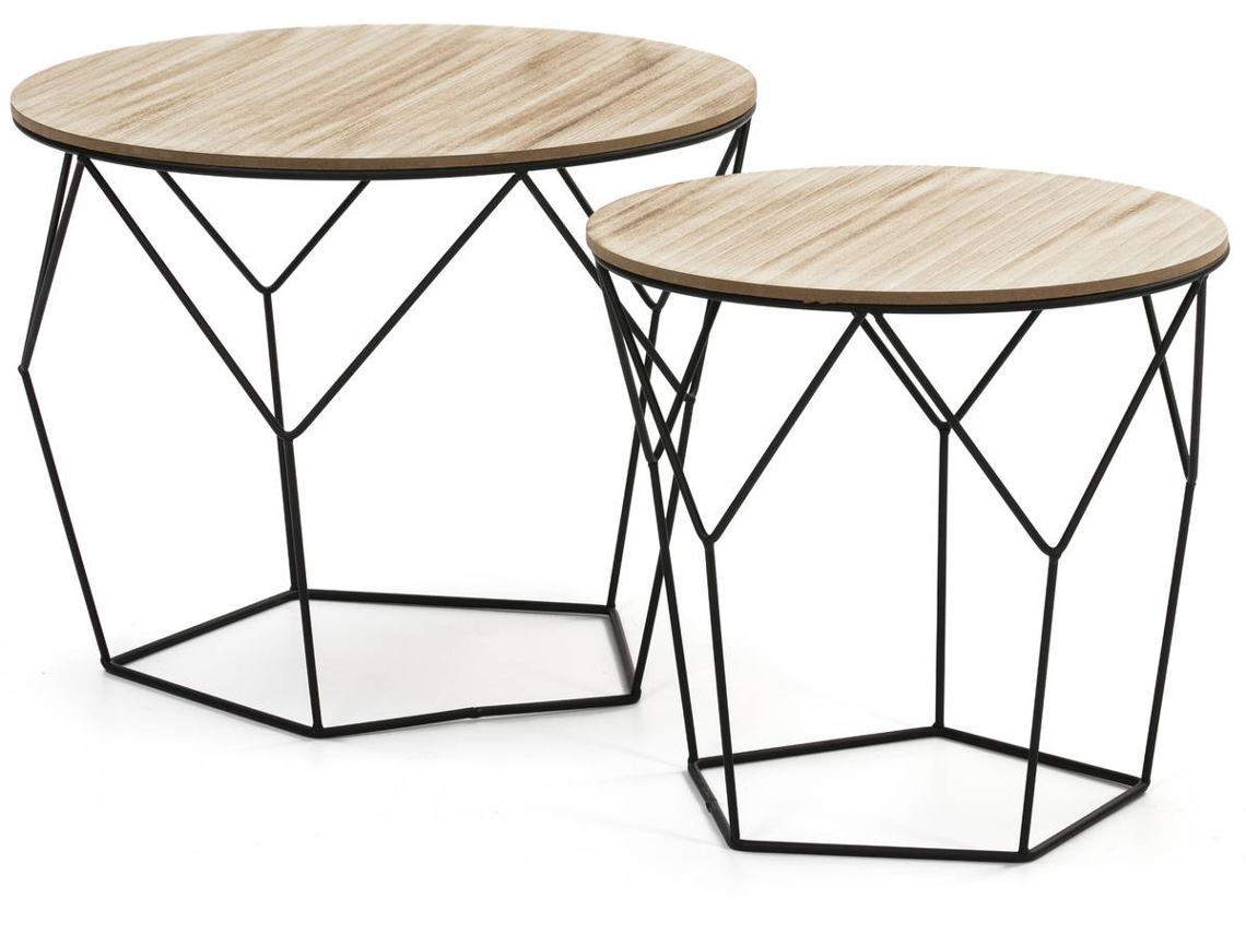 Conjunto 2 Mesas de Centro VS VENTA-STOCK Tokio (50 x 50 x 40 cm - Metal - Marrón, Negro)