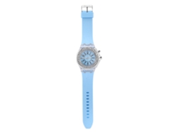 Reloj De Pulsera De Cuarzo Para Mujer/niña Con Luz Trasera Led Y Correa De Silicona Azul Claro.