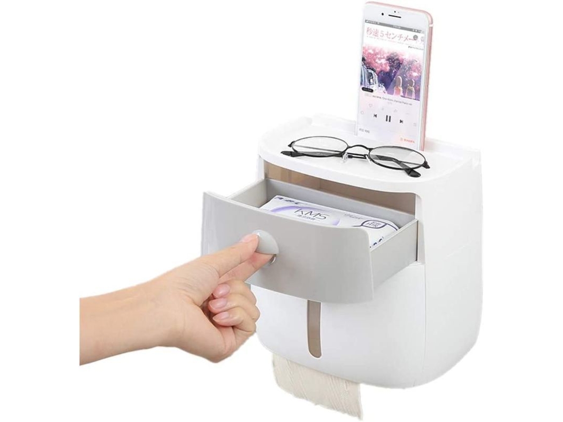 Dispensador De Toalla De Papel De Pared Con Cajón Pequeño Y Estante Superior Multifuncional
