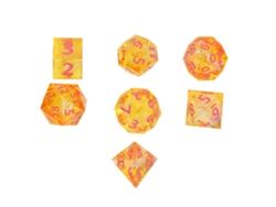 Ats-set De 7 Dados Poliedros Translúcidos De Resina Con Borde Afilado Naranja Rosa Kit De Dados