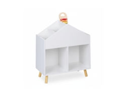Relaxdays Estantería Infantil Casa, 67x60x30cm, Librería Niños 6 Estantes, Patas Madera, Mueble Juguetes, Blanco/natural