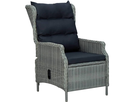 vidaXL Sillón reclinable de jardín cojines ratán sintético gris claro