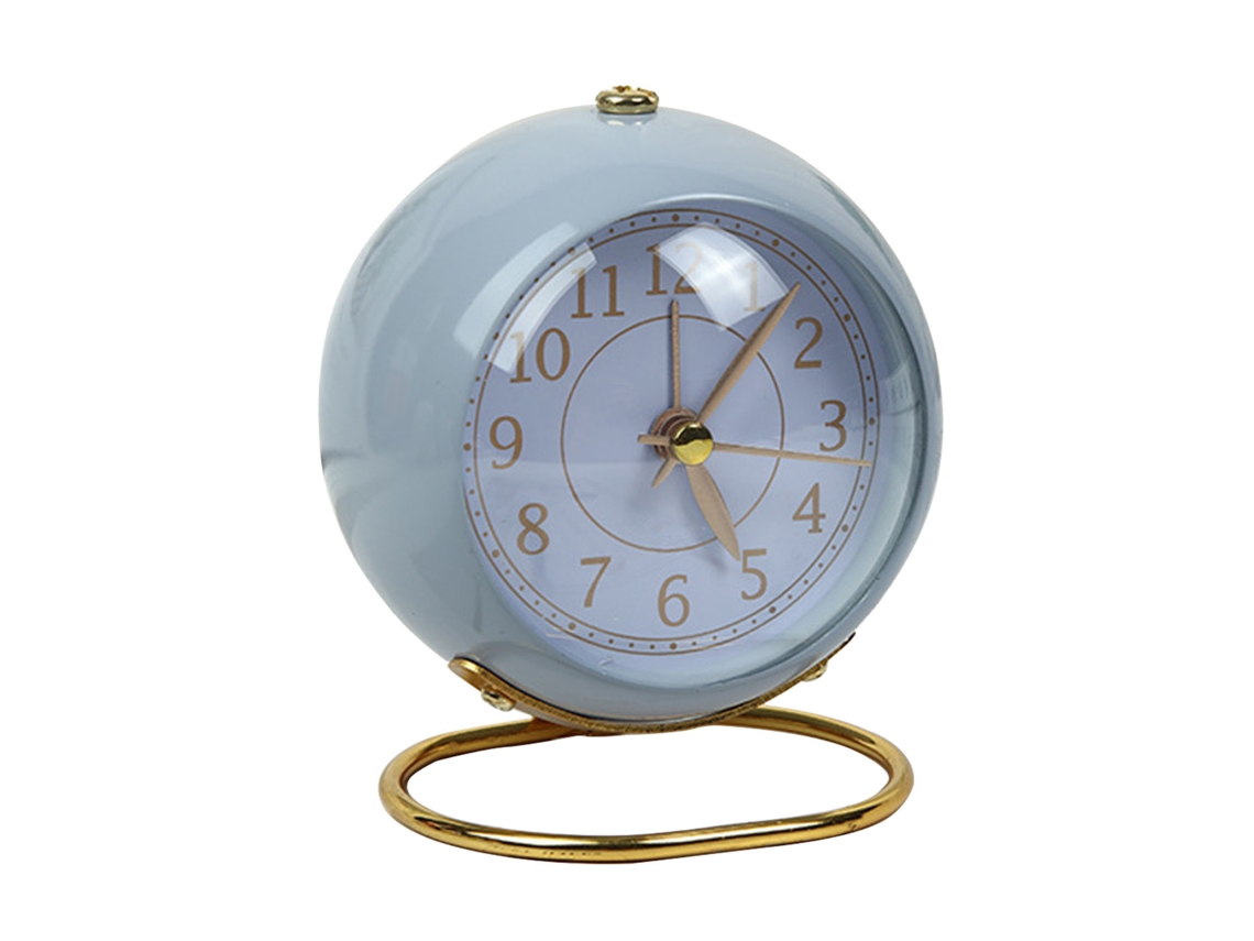 Rebe-reloj Despertador Metálico Silencioso Batería Pequeño Mesa Dormitorio Estudiante Decoración Azul