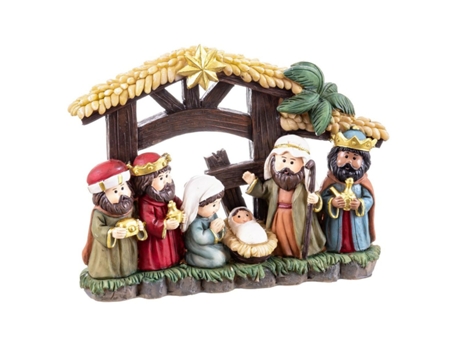 Conjunto de Adornos de Navidad BIGBUY CHRISTMAS Adorno Navideño Nacimiento Belén Poliresina Poliresina Multicolor - 6un (21.2x5.7X16cm)