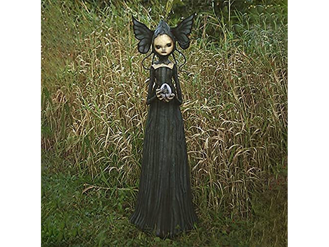 Estatua Decorativa De Bruja De Halloween En Resina Con Purpurina Para Sala De Estar Y Jardín.