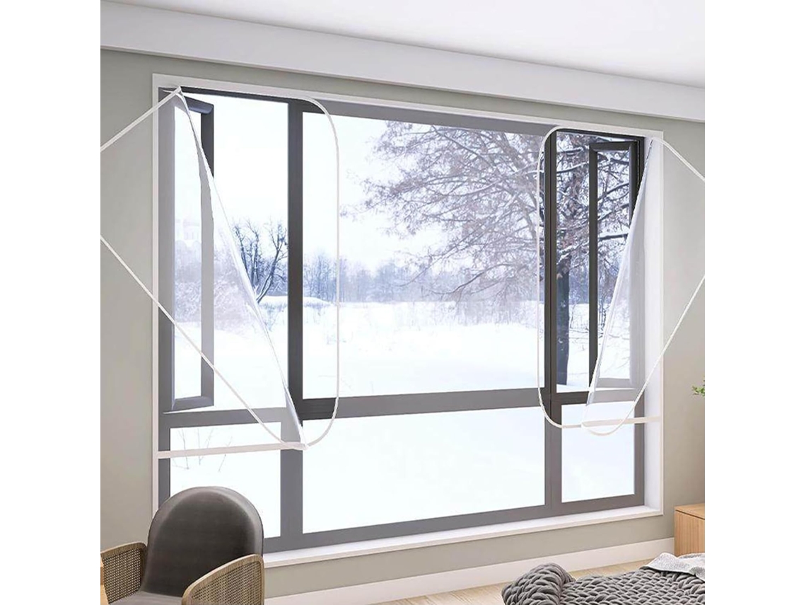 Lámina Aislante Transparente Para Ventanas, Kit De Aislamiento Térmico Interior Invierno, Lámina Burlete, F...