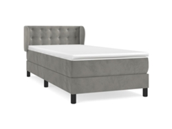Maison Exclusive - Cama Box Spring Con Colchón Terciopelo Gris Claro 80x200 Cm