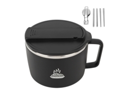 Bowl De Fideos Ramen 1200ml Acero Inoxidable 304 Portátil Con Tapa Para Oficina