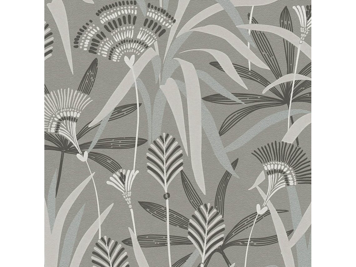 399362 Gu Papel De Pared Con Flores Ligeramente Texturizado Y Con Detalles En Metal 5,33 M2 Profhome