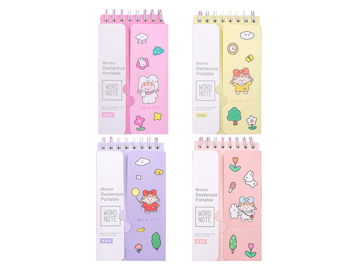 4 Libros Pequeños Mini Cuadernos Espirales Portátiles Plegables Para Palabras En Inglés, Papelería De Bolsillo Ocio