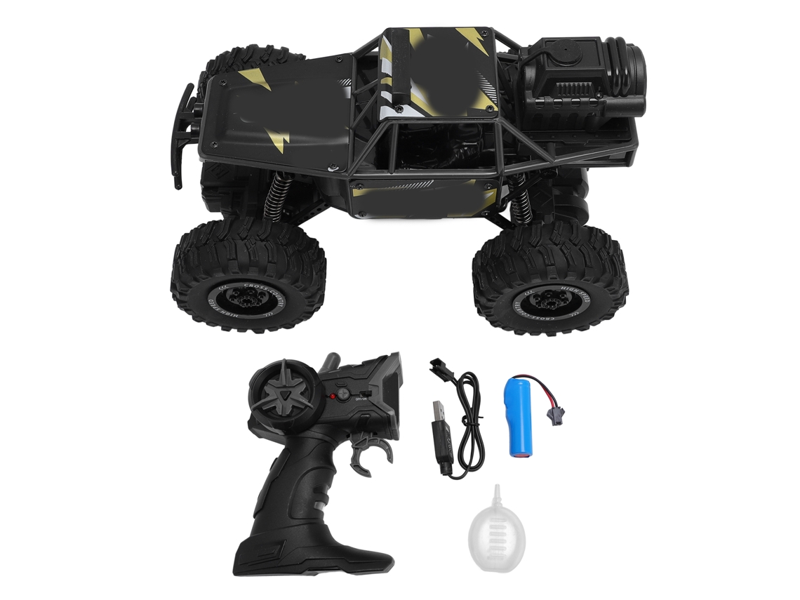 Coche Teledirigido Todoterreno 2.4g Con Pulverizador Y Luces, De Aleación Negra Para Niños.