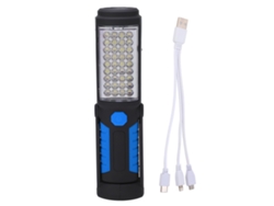 Linterna De Trabajo Led Recargable Con Base Magnética, 2 Modos De Iluminación, Linterna Usb Para Talleres Y Garajes, Color Azul.