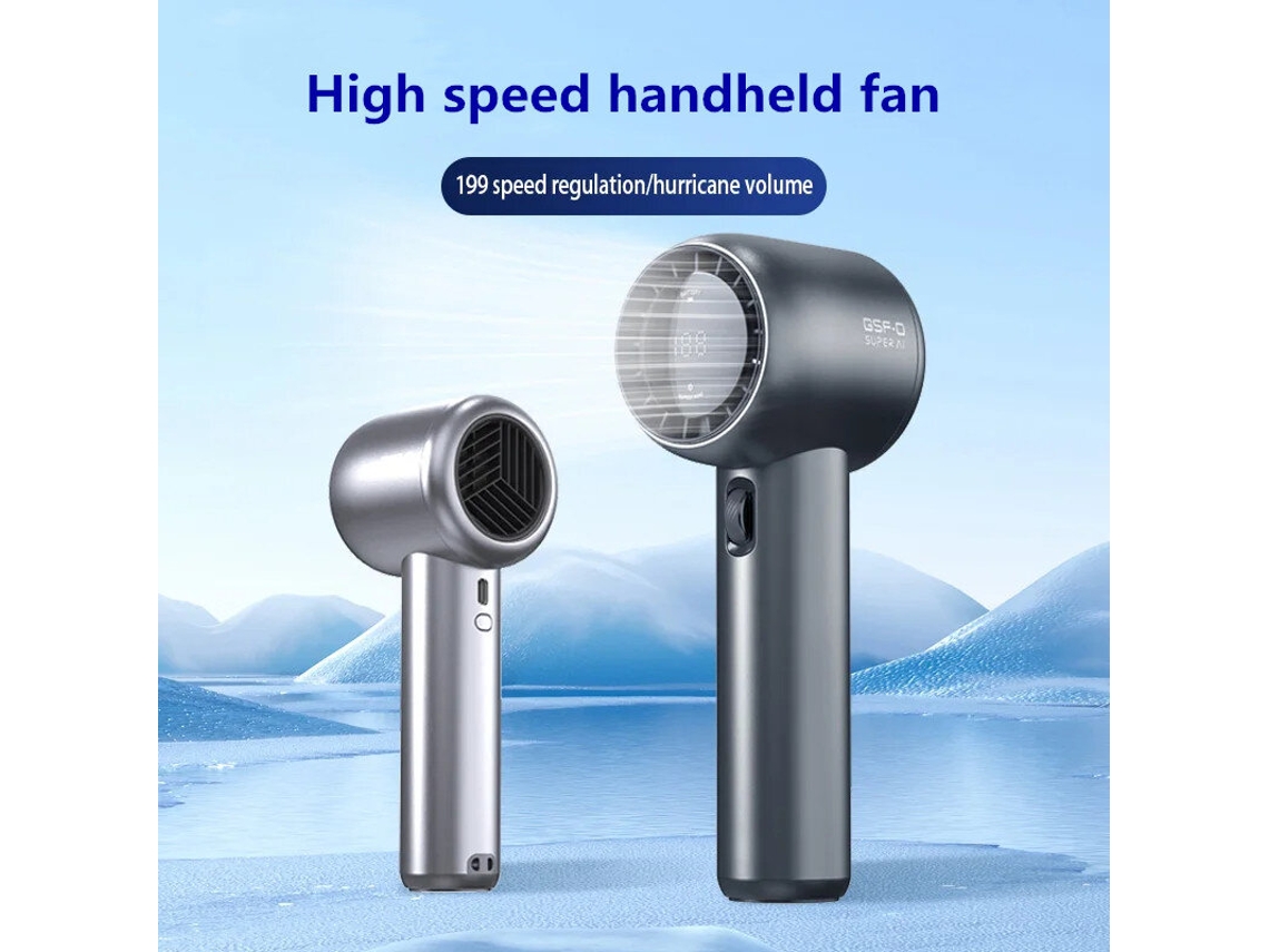 Ventilador portátil de mano Gf02 de 199 velocidades, de alta velocidad, recargable por USB, 3500 mAh, mini aire acondicionado