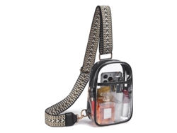 Bolso transparente de PVC para llevar en el pecho, al hombro o cruzado. Negro, 20*14*5 cm, YUNZII