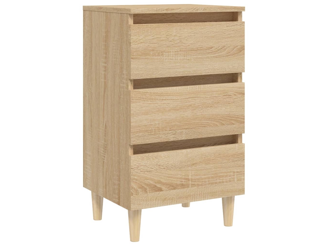 Mesita de Noche Patas de Madera 40X35X69Cm Roble Sonoma