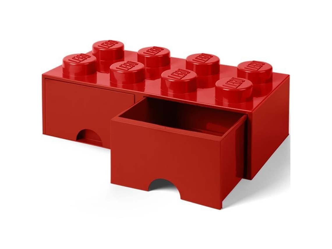 LEGO 40061730 Caja de almacenamiento de ladrillos apilable LEGO 8 pines 2 cajones plástico rojo H18 x 25 x 50 cm