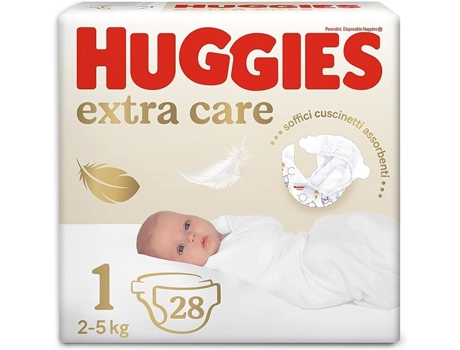 HUGGIES Extra Care T1 Pañales 2-5 kg Paquete de 28 Unidades