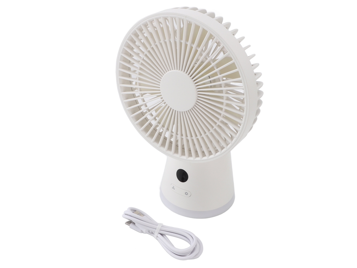 Ventilador de escritorio para portátil recargable por USB, 5 velocidades, blanco