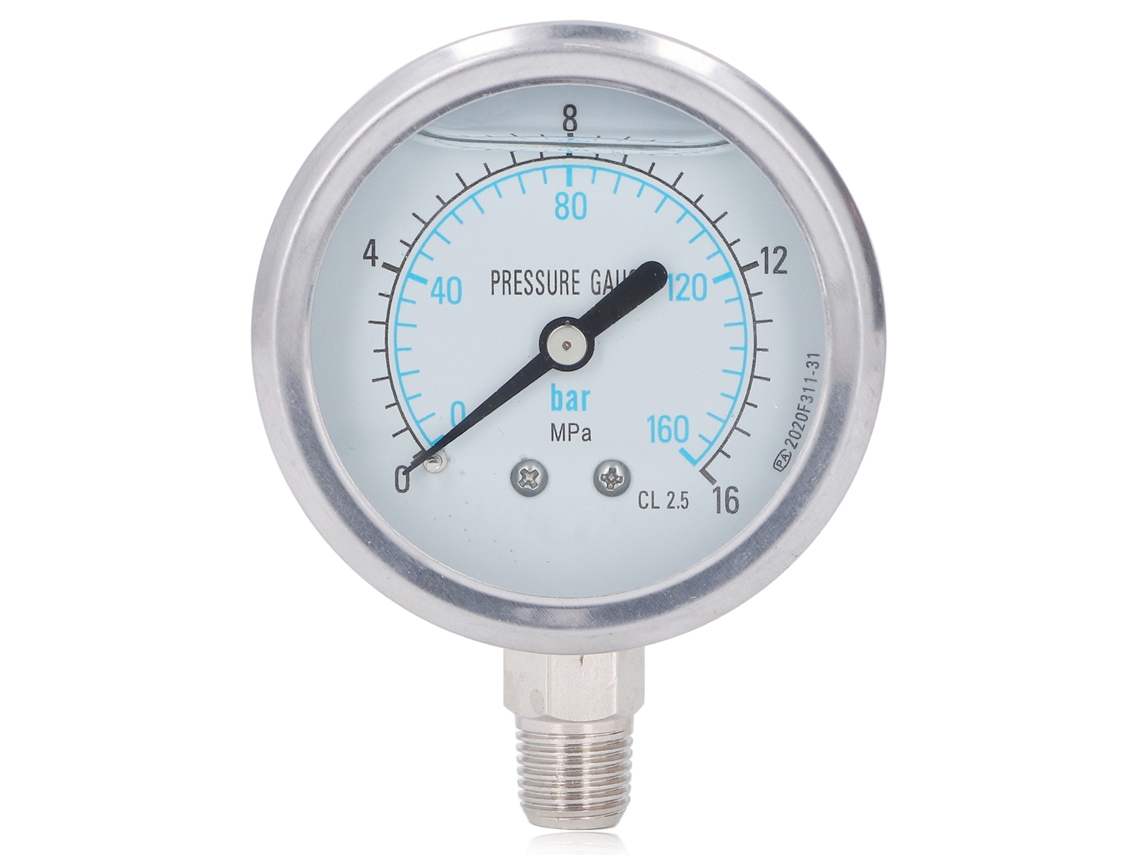 Manómetro De Acero Inoxidable De 1/4 Npt, 0-16 Mpa, Para Aceite, Agua, Vacío, Uso Industrial Y Residencial.