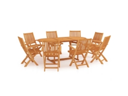 Conjunto 9 Peças Jantar Para Jardim Madeira de Teca Maciça Dkd Home Decor