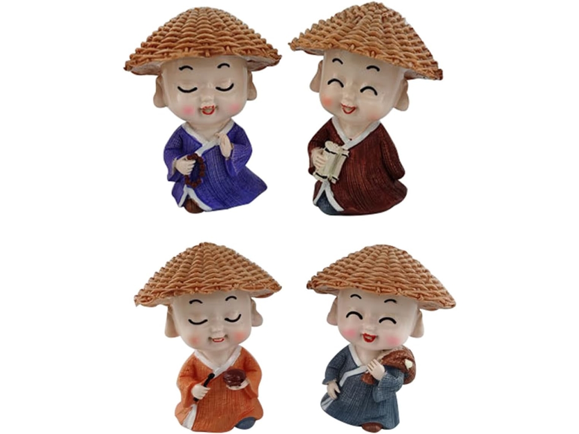 Figuras Resina Pequeñas Monjes Ligeras Duraderas Juego 4 Piezas Decoración Hogar Tanto Interiores Exteriores