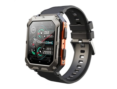 Smartwatch C20 Pro para hombres 1 83 pulgadas Bluetooth Música Llamada Deportes al aire libre Fitness Banda de goma naranja