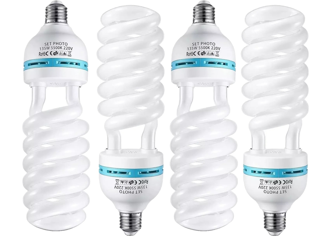 Bombilla espiral de luz diurna de 135 W, temperatura de color de 5500 K, protección IP65, 4 unidades OEM