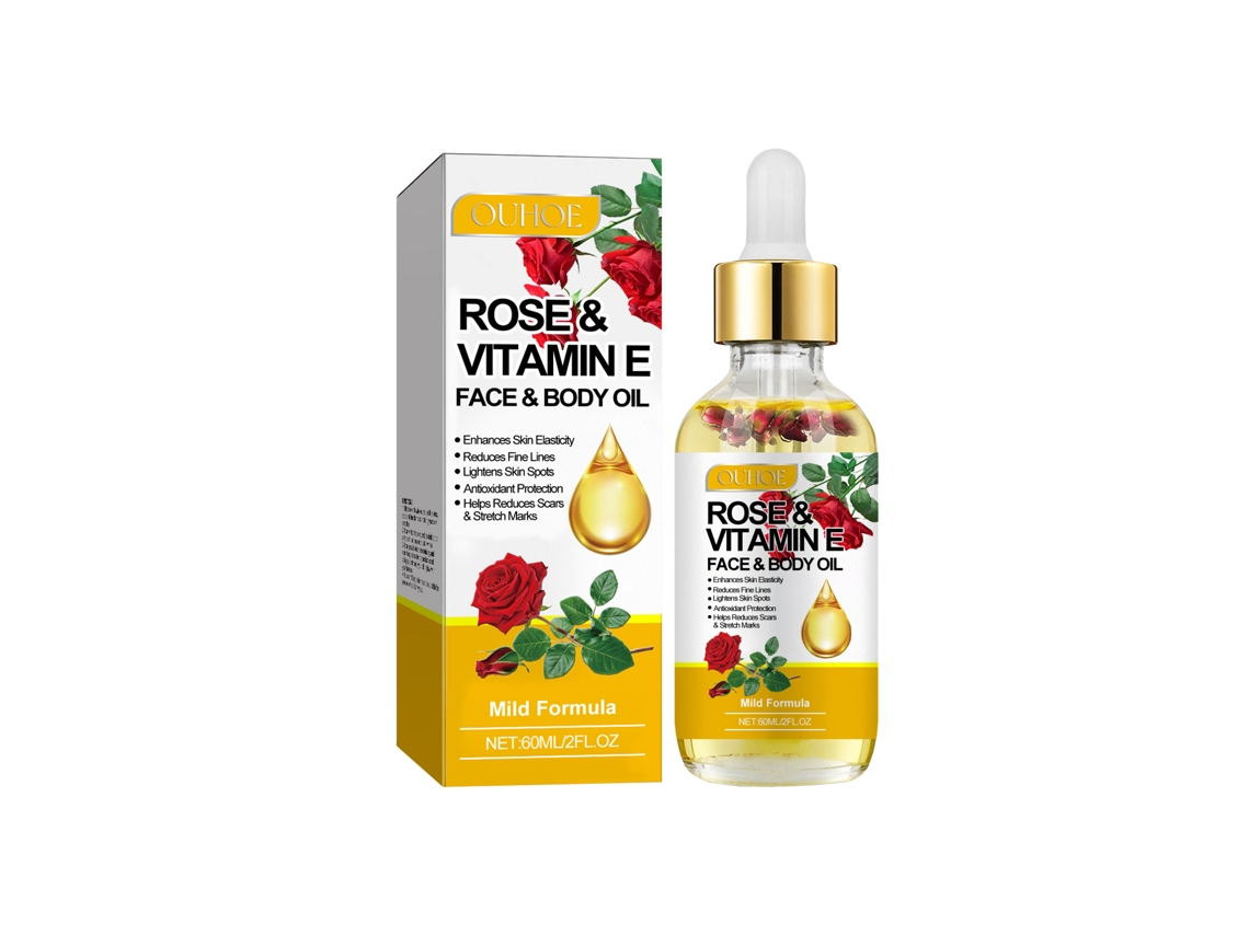 Aceite esencial de rosa con vitamina E para aclarar cicatrices.