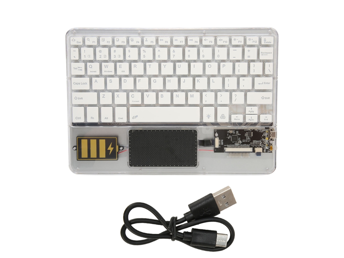 Teclado Inalámbrico Bluetooth Multifuncional De Acrílico Para Windows, Android E Ios - Blanco