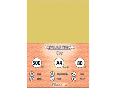 80Gr A4 Papel Dorado Amarillo 500 Hojas