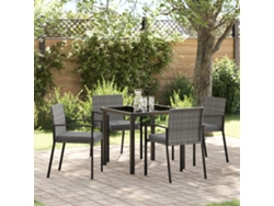 Juego de comedor de jardín de 5 piezas Lovely Home de polirratán gris