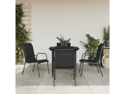Juego de comedor de jardín de 5 piezas, acero y textileno negro, Dkd Home Decor