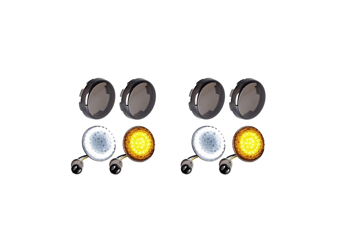 8 Luces Led Ahumadas Para Intermitentes Delanteros De Motocicleta, Kit De Inserción 1157 Para Dyna Road Street Glide