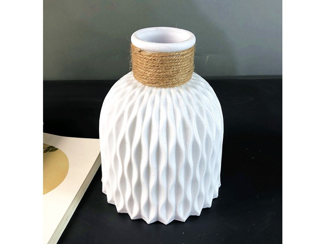 2026-vaso De Plástico Imitación Cerámica Resistente A Caídas Decoración Hogar Oficina Boda Salón Comedor Blanco