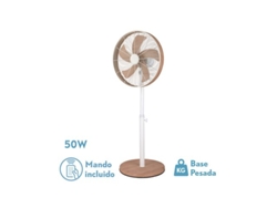 Ventilador de Pie Alcañiz Blanco/Haya 50W Oscilante FABRILAMP