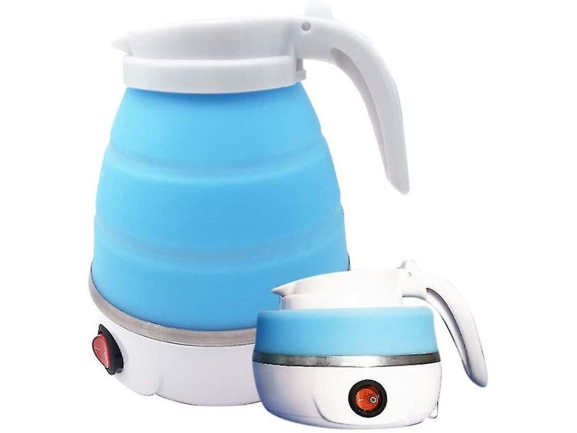 Hervidor Plegable De Silicona Con Base De Acero Inoxidable, Ideal Para Acampadas O Viajes En Moto (0,6 L, Azul Claro) Oaa