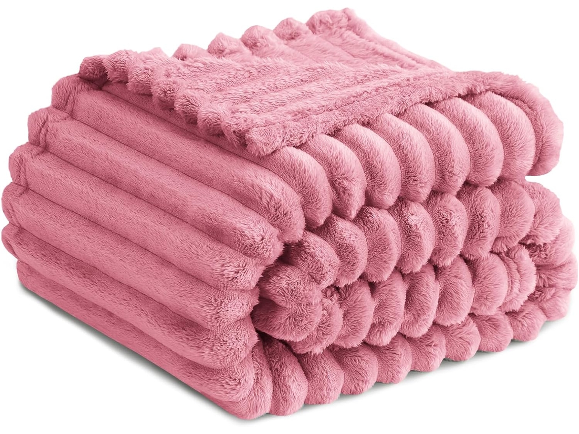 Cobertor De Felpa De 150x200 Cm - Modelo Rosa - Para Sofá - Decoração De Sala - Suave - Veludo