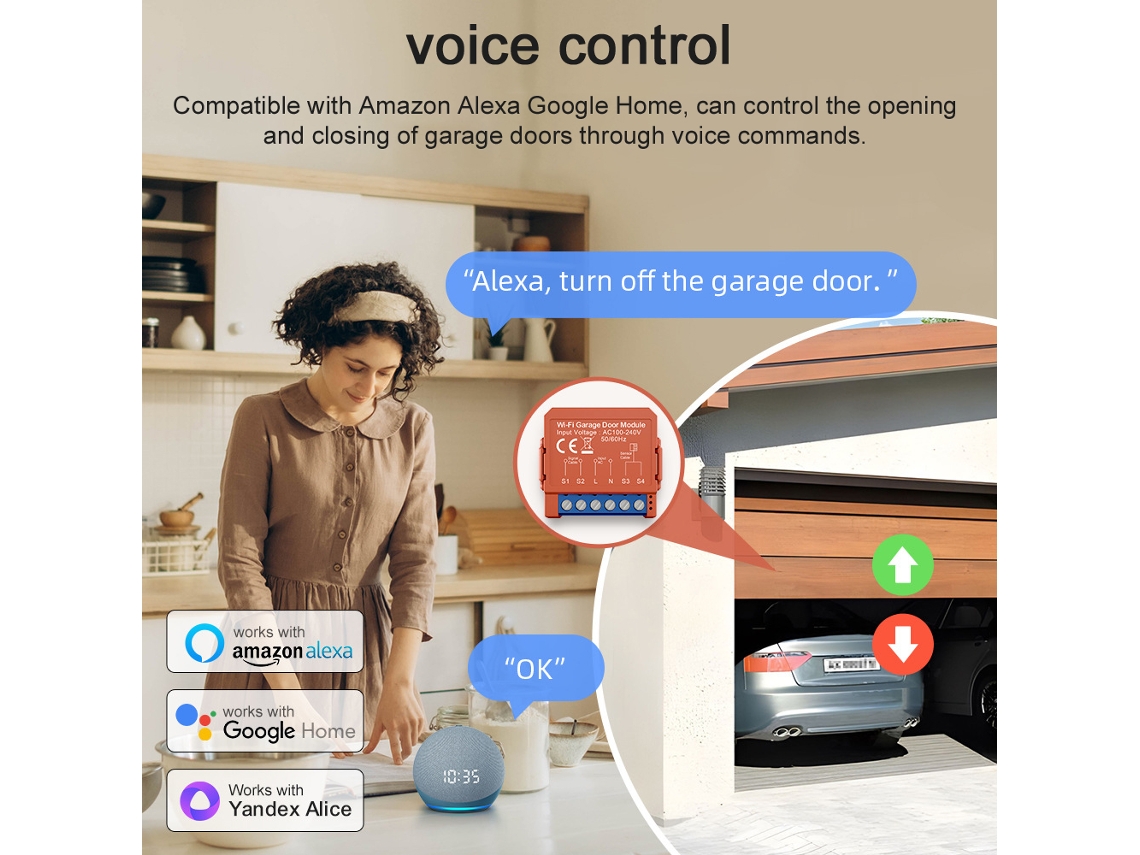 2026-controlador Inteligente De Puerta De Garaje Wifi Tuya Con Aplicación Y Temporizador Compatible Con Alexa