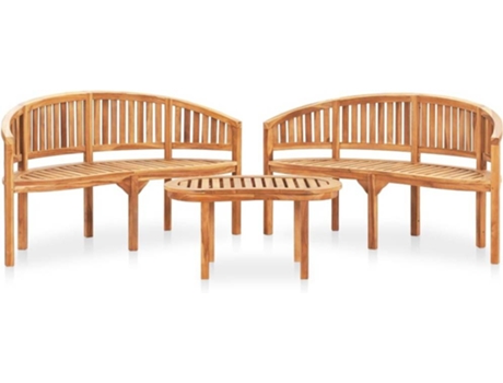 Conjunto 3 de muebles de jardín VIDAXL madera maciza de teca