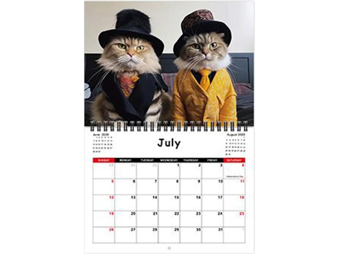 Calendario De Gatos 2026, 21 X 28, 5 Cm, 12 Meses, Para El Hogar Y La Oficina, Encuadernación De Doble Espiral