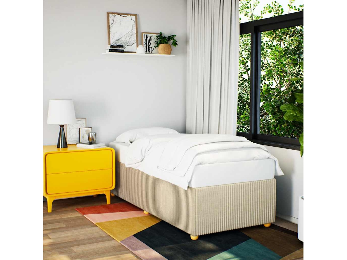 Estructura De Cama Sin Colchón Tela Crema 80x200 Cm