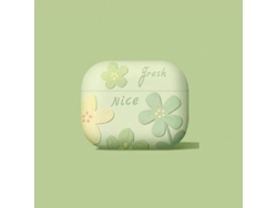 Funda protectora para auriculares Airpods 4, protección completa (pintura al óleo con flores/verde) Czhhmart