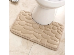 Alfombra De Baño Absorbente, Impermeable Y Antideslizante En Forma De U (amarilla), Fabricada En Vellón De Algodón.