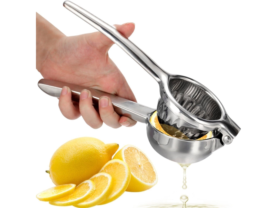NEVEANCE Exprimidor de limas versátil, prensa manual para limones grandes, limas y naranjas pequeñas. Fácil de limpiar. Construcción de acero inoxidable. Resis