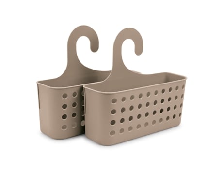 PLASTIC FORTE Juego de 2 Cestas Organizadoras de Ducha Colgantes Taupe