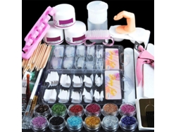 Kit Completo De Uñas Acrílicas Para Principiantes Con Polvo De Purpurina, Puntas Postizas Y Herramientas Profesionales.