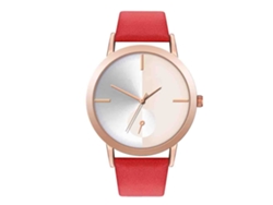 Reloj De Pulsera Analógico Unisex De Moda Con Esfera Redonda Y Movimiento De Cuarzo Rojo.